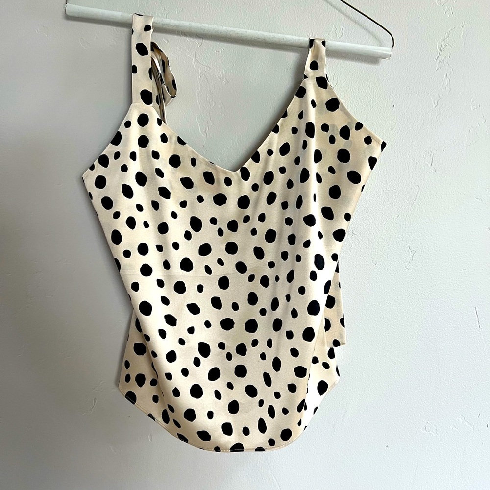 Reformation Silk Polkadot Tie Strap Top - Sz S
